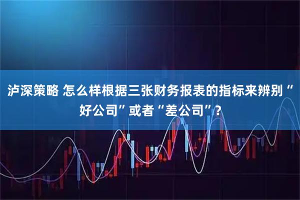 泸深策略 怎么样根据三张财务报表的指标来辨别“好公司”或者“差公司”？